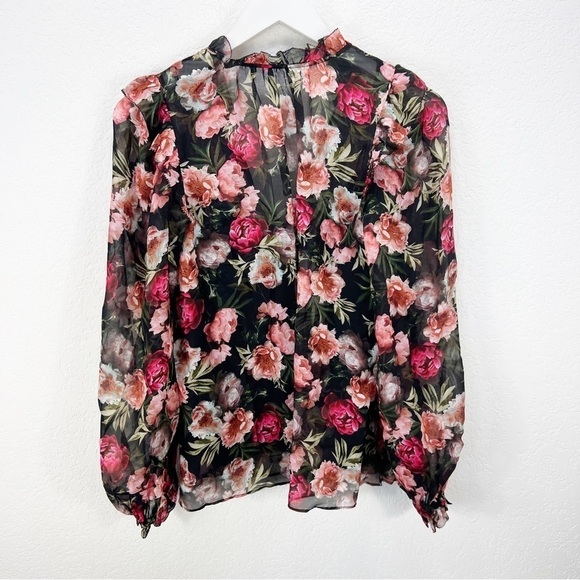 CAMI NYC Sandy Blouse In Sugar Plum In Purple Floral Long Sleeve Silk Small S - Picture 7 of 7